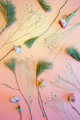Fototapeta na wymiar Flower composition. Flower arrangement on a pink background.