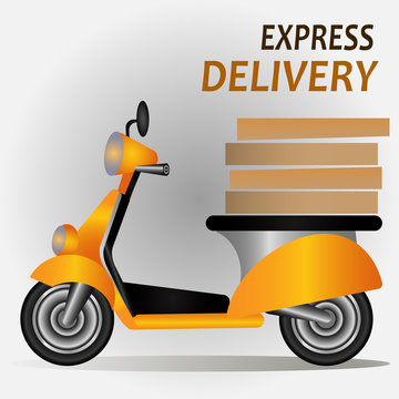 Scooter delivery concept. Online delivery service. Express delivery vector illustration.