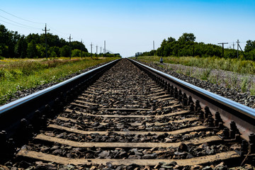 Fototapeta na wymiar A single railway track extending into the horizon