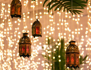 Arabic lantern with bokeh background
