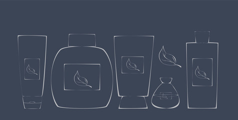 vector set of tubes of cosmetics cream jar