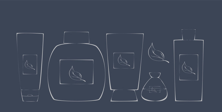 vector set of tubes of cosmetics cream jar
