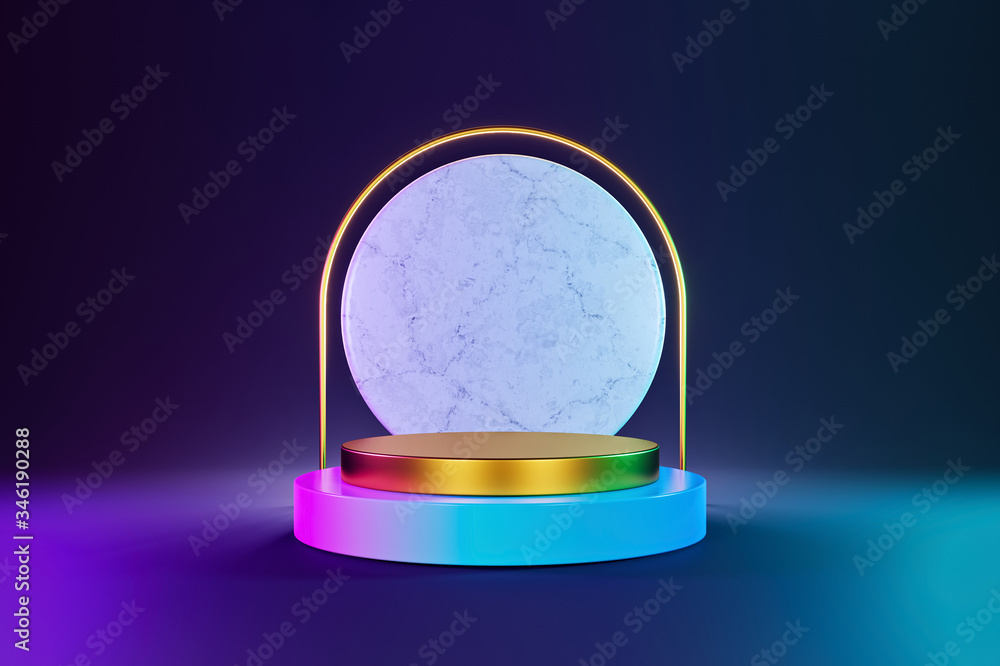 Poster minimal abstract geometric shapes, blank podium. modern design background for product presentation m