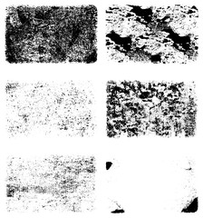 Black and white grunge texture. A set of backgrounds of dirt, cracks, and dust. Abstract monochrome spots