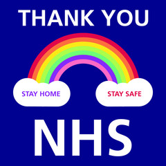 Thank You NHS Stay Home Stay Safe UK Rainbow Hope Graphic