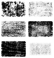 Black and white grunge texture. A set of backgrounds of dirt, cracks, and dust. Abstract monochrome spots