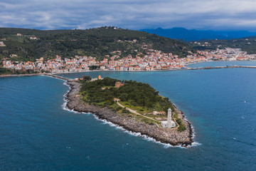 Fototapeta premium Aerial view of Githio island (Gythio town) in Laconia, Peloponnese, Greece