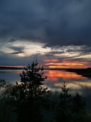 sunset over the river