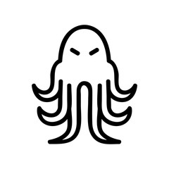 angry squid with long tentacles icon vector. angry squid with long tentacles sign. isolated contour symbol illustration