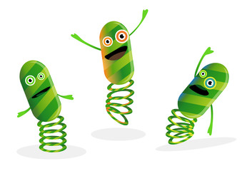 Vector illustrations of a funny creature with expressions. Isolated cartoon character set on white background.