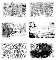 Black and white grunge texture. A set of backgrounds of dirt, cracks, and dust. Abstract monochrome spots