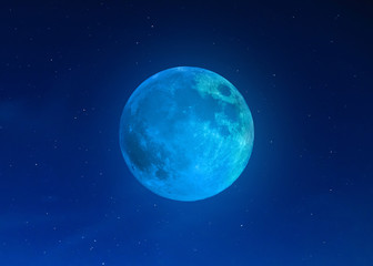 Obraz na płótnie Canvas Full blue Moon on a starry skies.