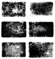 Black and white grunge texture. A set of backgrounds of dirt, cracks, and dust. Abstract monochrome spots
