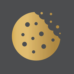 golden bitten cookie icon - vector illustration