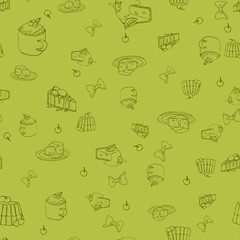 food seamless pattern sweets,cake,muffin,pie,cheesecake,strudel .