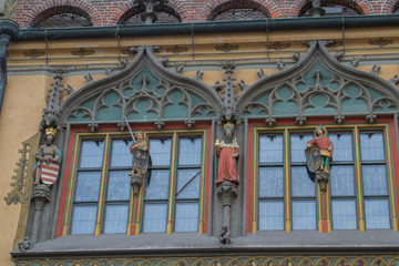 Fototapeta na wymiar Germany, Ulm Town Hall: the eastern façade is decorated with interesting and instructive scenes from the Old Testament