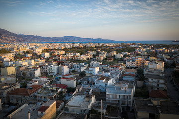 Fototapeta premium Aerial view of old town of Kalamata City, Peloponnese, Greece.