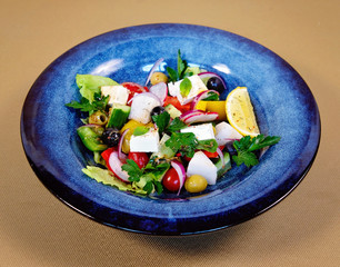 Greek salad with olives and feta