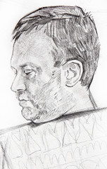 pencil drawing illustration, female portrait, handmade