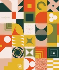 Zelfklevend behang Jaren 50 Midden-eeuws abstract vectorpatroonontwerp