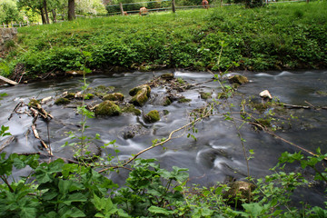 Ein Fluss mit Steinen