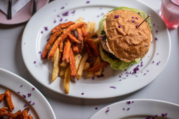 Vegan Burger and Fries
