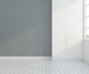 Minimal empty room with gray wall. 3D rendering