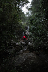 Hiker in the Drakensberg Mountains South Africa
