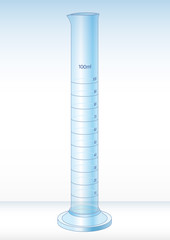 Graduated glass chemical meter, scientific instrument, vector illustration