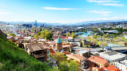 TBILISI, GEORGIA  APRIL 19, 2020:  Beautiful aerial view of the old part of city   in Tbilisi, Georgia © Victoria Key