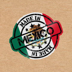 Vector stamp with flag of the Mexico. Lettering Made in Mexico