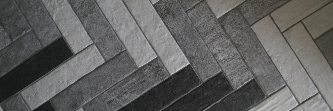 Close-up laid ceramic granite tiles for outdoor use