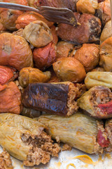 Traditional fresh vegetables atuffed with a mixture of rice and onion called 