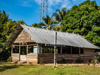 Local catholic church, christianity, christian building with cross, in Musu near Vanimo city, West...
