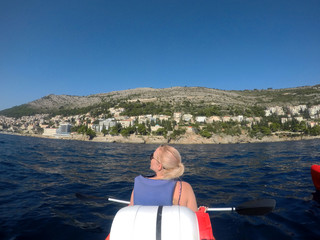 Fototapeta premium Kayaking in Dubrovnik Croatia
