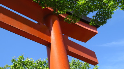 Close-Up of a Japanese Torii Gate
