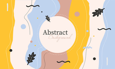 Abstract yellow background with various shapes and doodle elements. Hand made doodle colorful geometric vector backgrounds perfect for web and application design, banners, posters, advertising & more