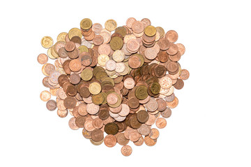 Ein, Zwei, F&uuml;nf, Zehn Pfennig-M&uuml;nzen, die fr&uuml;her in Deutschland verwendet wurden