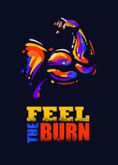 Feel The Burn. Inspiring Sport Workout Typography Quote Banner On Textured Background. Gym Motivation Print