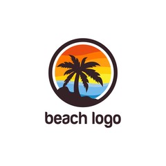 beach logo design vector template