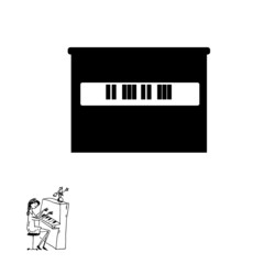 The girl plays the piano. Sign, piano icon. Vector illustration.