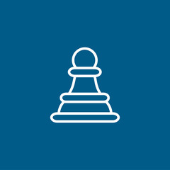 Chess Pawn Line Icon On Blue Background. Blue Flat Style Vector Illustration