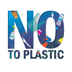 No to plastic. Stop ocean plastic pollution. Recycling plastic. Ecological problem and catastrophe.  Say no to plastic. Creative vector template poster, banner, flyer, social advertisement, copy space