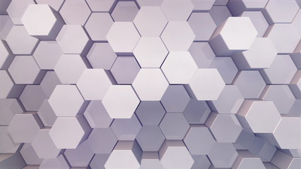 Geometric Hexagon pattern shape Block Wall Bump 3D illustration abstract background.
