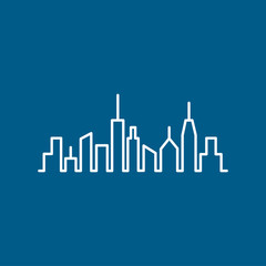 Obraz premium Cityscape Line Icon On Blue Background. Blue Flat Style Vector Illustration