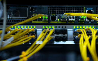 Equipment optical technology, connection. 5G technological network equipment. Computer network of...