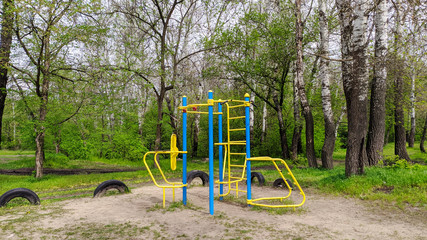 Sports simulators, bar, bars for sports in the park, on the street.