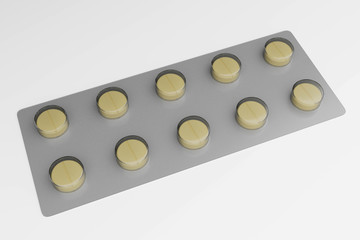 3d rendering pills in blister pack