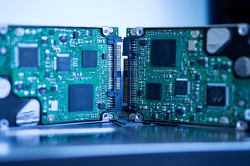 Computer parts, computer hard drive, inside server