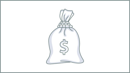 Vector Linear Bag With Money icon.  Money Illustration.  Drawing.	